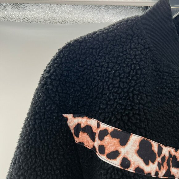 Zyia Active Women's Fleece Jacket Black/Cheetah Print Full Zip Size Medium - Picture 5 of 10